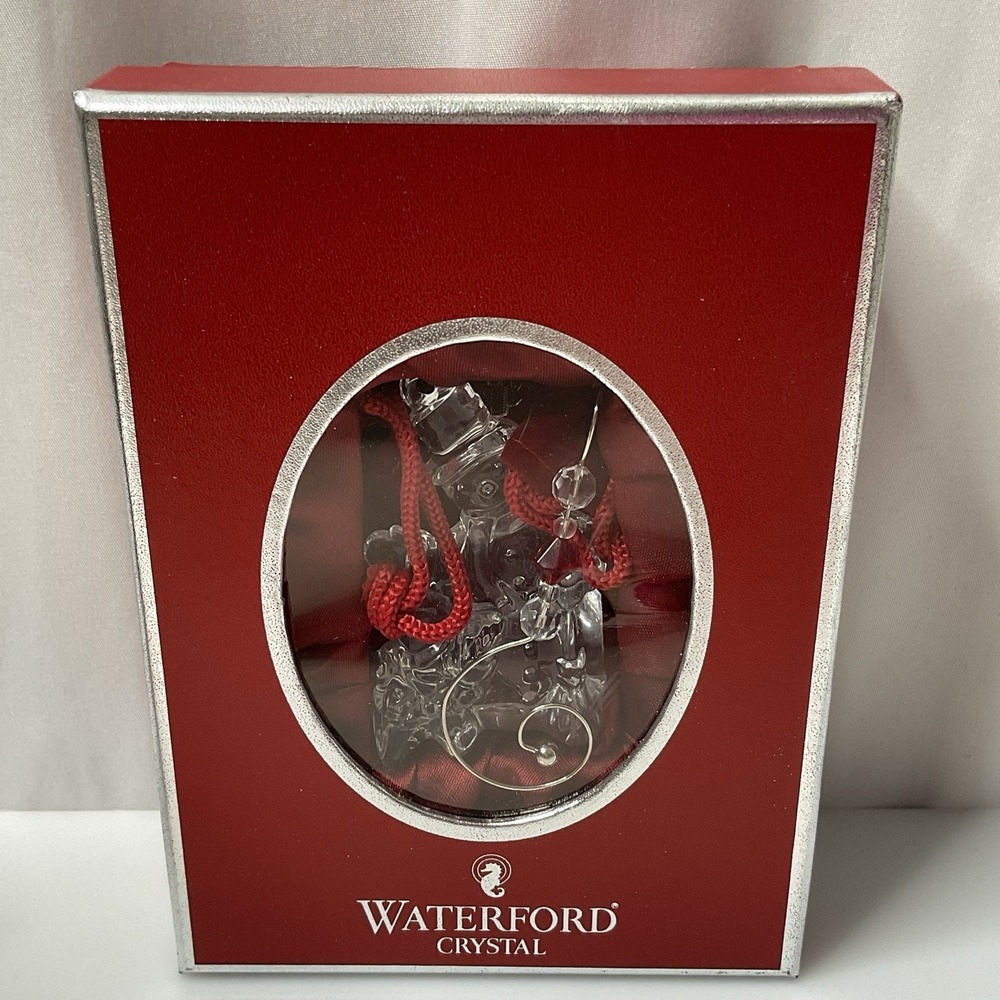 Waterford Crystal Christmas Ornament Jolly Snowman With Box and Hook